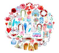 Tianyi-Watercolor Wedding Bundle Stickers (55 Pieces) Waterproof Decals For Laptops And Phones Stickers For Scrapbook And Journal
