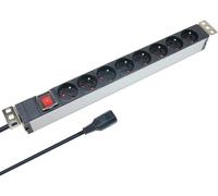 TIANYI-WAYTEX 37321 Multiprises rackable 19 Pouces Fiche C14 - Bandeau électrique 8 Prises avec Interrupteur \u2013 Boitier alu - Câble 1,80m