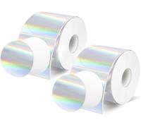 Tianyi-Wenrescry Lot De 300 Étiquettes Thermiques Holographiques Argentées, 50 X 50 Mm, Autocollants Ronds Pour Logo Diy, Code Qr Et Étiquette Nominative, Imperméables, Résistantes À L'huile, Durable