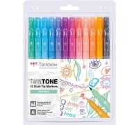 Tianyi-Ws-Pk-12p-2 Feutres À Deux Pointes Twintone, Kit De 12 Couleurs Pastel