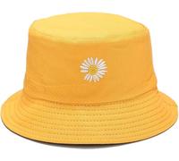 Tianyi-Zoikom Chrysanthèmes Brodés Des Deux Côtés Chapeau Baquet De Pêcheur Neutre D'extérieur - Mode Et Soleil