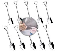 Tianyis Lot de 10 Cuillères à Dessert en Acier Inoxydable, Pelle Créative en Forme de Pelle, Cuillère à Pastèque, Cuillère Rouge, Thé au Lait, Café, Cuillère à Sucre, Crème Glacée