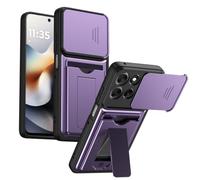 TIANYUE Coque Motorola Signature 5G, Housse de Protection Double Couche TPU+PC avec Cache Objectif Coulissant Intégré, Cover pour Motorola Signature 5G-Violet