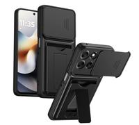 TIANYUE Coque Motorola Signature 5G, Housse de Protection Double Couche TPU+PC avec Cache Objectif Coulissant Intégré, Cover pour Motorola Signature 5G-Noir