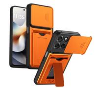 TIANYUE Coque Motorola Signature 5G, Housse de Protection Double Couche TPU+PC avec Cache Objectif Coulissant Intégré, Cover pour Motorola Signature 5G-Orange