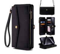 TIANYUE Coque pour Motorola Edge 70, PU Cuir Sac à Main Zipper Wallet Case avec Fente pour Carte Fonctions de Support Housse de Protection pour Motorola Edge 70-Noir