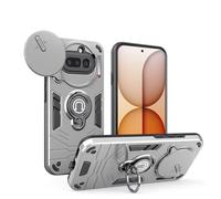 TIANYUE Coque pour Nothing Phone 4a, Protection d'objectif d'appareil Photo, Coque de Protection Antichoc avec Anneau de Support, Coque Rigide en PC pour Nothing Phone 4a-Argent