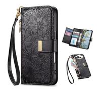 TIANYUE Coque pour Realme C63 4G, Motif en Relief PU Portefeuille Case avec Stand, avec 6 emplacements pour Cartes Magnétique Coque pour Realme C63 4G-Noir