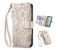 TIANYUE Coque pour Realme C63 4G, Motif en Relief PU Portefeuille Case avec Stand, avec 6 emplacements pour Cartes Magnétique Coque pour Realme C63 4G-Beige