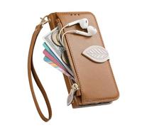 TIANYUE Coque pour Realme GT 8 Pro, Étui Portefeuille en Cuir PU avec Poche Zippée, Fermeture Magnétique et Support Pliable Intégré, Coque pour Realme GT 8 Pro-Marron