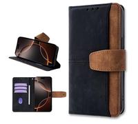 TIANYUE Coque pour Realme GT8 Pro 5G, Coque Portefeuille Rétro Color Block avec Porte Cartes, Pied intégré et Couverture en Cuir PU pour Realme GT8 Pro 5G, Noir