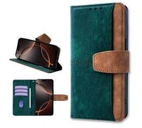 TIANYUE Coque pour Realme GT8 Pro 5G, Coque Portefeuille Rétro Color Block avec Porte Cartes, Pied intégré et Couverture en Cuir PU pour Realme GT8 Pro 5G, Vert