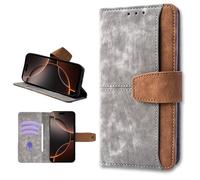 TIANYUE Coque pour Realme GT8 Pro 5G, Coque Portefeuille Rétro Color Block avec Porte Cartes, Pied intégré et Couverture en Cuir PU pour Realme GT8 Pro 5G, Gris