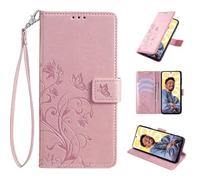 TIANYUE Coque pour Realme GT8 Pro 5G, Etui en Cuir PU avec Support, Motif Fleurs et Papillons Case avec Rangements Porte-Cartes de Crédi pour Realme GT8 Pro 5G-Or Rose