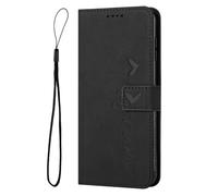 TIANYUE Coque pour Tecno Spark Go 5G 2025, Etui en Cuir PU Portefeuille Coque avec Fente Carte, Antichoc Flip Case Étui en Cuir Vintage gaufré Coeur pour Tecno Spark Go 5G 2025-Le Noir