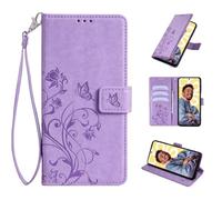 TIANYUE Coque pour Vivo X200 FE, Etui en Cuir PU avec Support, Motif Fleurs et Papillons Case avec Rangements Porte-Cartes de Crédi pour Vivo X200 FE-Violet
