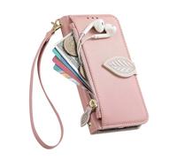 TIANYUE Coque pour Vivo Y19s, Étui Portefeuille en Cuir PU avec Poche Zippée, Fermeture Magnétique et Support Pliable Intégré, Coque pour Vivo Y19s-Rose
