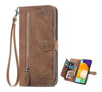 TIANYUE Coque pour Vivo Y76 5G, Motif en Relief PU Portefeuille Antichoc Flip Case, avec Fentes de Cartes Fonction Support Fermeture Magnétique Étui pour Vivo Y76 5G-Marron