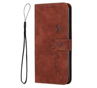 TIANYUE Coque pour Xiaomi 17 Pro, Etui en Cuir PU Portefeuille Coque avec Fente Carte, Antichoc Flip Case Étui en Cuir Vintage gaufré Coeur pour Xiaomi 17 Pro-Marron