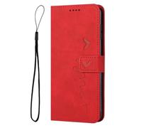 TIANYUE Coque pour Xiaomi Redmi Note 15 Pro+ 5G, Etui en Cuir PU Portefeuille Coque avec Fente Carte, Antichoc Flip Case Étui en Cuir Vintage gaufré Coeur pour Xiaomi Redmi Note 15 Pro+ 5G-Rouge