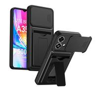 TIANYUE Coque ZTE Blade A35E 4G, Housse de Protection Double Couche TPU+PC avec Cache Objectif Coulissant Intégré, Cover pour ZTE Blade A35E 4G-Noir