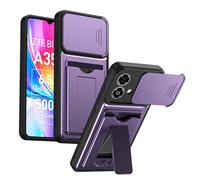 TIANYUE Coque ZTE Blade A35E 4G, Housse de Protection Double Couche TPU+PC avec Cache Objectif Coulissant Intégré, Cover pour ZTE Blade A35E 4G-Violet