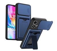 TIANYUE Coque ZTE Blade A35E 4G, Housse de Protection Double Couche TPU+PC avec Cache Objectif Coulissant Intégré, Cover pour ZTE Blade A35E 4G-Bleu