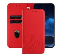 TIANYUE Étui pour TCL 605 4G en Cuir PU avec Motif Tulipe Papillon, Support Intégré et Porte-Cartes, Portefeuille Coque pour TCL 605 4G-Rouge