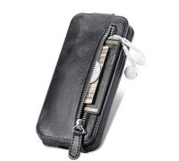 TIANYUE Étui pour Umidigi A15/Umidigi A15C, Etui en Cuir PU Portefeuille Rétro Antichoc Flip Case, avec Fermeture éclair Coque pour Umidigi A15/Umidigi A15C-Le Noir
