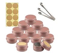 TIANZD 10 Pièces 5 ml Vide Rond Rose Mat Pots en Aluminium Cosmétiques Pot Canettes Bocaux Conteneurs 5ml for Fait Main Bougies Crème Baume Voyage, 3x aluminium cuillère, 10x Étiquettes