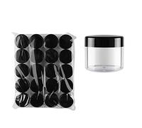 TIANZD 100 Pièces Vides Petit Rond Pot en Plastique Transparent 20 ml avec Couvercle Noir, Cosmétique Pots de 20 g pour des Produits Cosmétiques D'art D'ongle D'échantillons Contenant