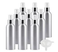 TIANZD 12 Pièces Portable Vide Flacon Aluminium 200 ml avec Bouchon Pompe Spray Blanc/Argent Vaporisateur Bouteille pour l'eau Parfum Cosmétique Cheveux Voyage Rechargeable, 1 Pièce Entonnoir