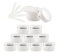 TIANZD 20 Pièces 20 ml Blanc Pots Cosmétique en Plastique avec Couvercle Ruban D'argent Pot de Crème de Vides Contenant pour des Produits Cosmétiques Baume à Lèvres Voyage avec 5x spatules