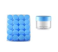 TIANZD 20 Pièces Vides Petit Rond Pot en Plastique Transparent 15 ml avec Couvercle Bleu, Cosmétique Pots de 15 g pour des Produits Cosmétiques D'art D'ongle D'échantillons Contenant