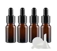 TIANZD 4 Pièces 10ml Flacons en Verre Marron avec Pipettes, 10 ml Bouteilles Compte-gouttes en Verre Vides avec Bouchon à Vis Noir Pour Les Huiles Essentielles Aromathérapie