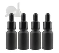 TIANZD 4 Pièces 10ml Flacons en Verre Noir Mat avec Pipettes, 10 ml Bouteilles Compte-gouttes en Verre Vides avec Bouchon à Vis Noir Pour Les Huiles Essentielles Aromathérapie