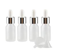 TIANZD 4 Pièces 10ml Flacons en Verre Transparent Mat avec Pipettes, 10 ml Bouteilles Compte-gouttes en Verre Vides avec Bouchon à Vis Argent Pour Les Huiles Essentielles Aromathérapie