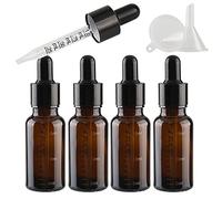 TIANZD 4 Pièces 20ml Flacons en Verre Marron avec Pipettes Graduées, 20 ml Bouteilles Échelle Compte-gouttes en Verre Vides Pour Mesure Les Huiles Essentielles Aromathérapie