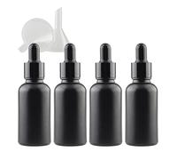 TIANZD 4 Pièces 30ml Flacons en Verre Noir Mat avec Pipettes, 30 ml Bouteilles Compte-gouttes en Verre Vides avec Bouchon à Vis Noir Pour Les Huiles Essentielles Aromathérapie