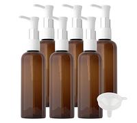 TIANZD 6 Pièces 100ml Marron Distributeur en Plastique de Bouteilles Vides avec Pompe Blanc pour Cosmétique Huile Démaquillante Savon Lotion Gel Huile Essentielle Voyager