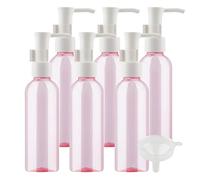 TIANZD 6 Pièces 100ml Rose Distributeur en Plastique de Bouteilles Vides avec Pompe Blanc pour Cosmétique Huile Démaquillante Savon Lotion Gel Huile Essentielle Voyager