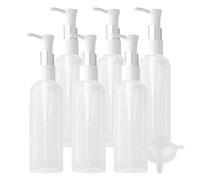TIANZD 6 Pièces 100ml Transparent Distributeur en Plastique de Bouteilles Vides avec Pompe Blanc pour Cosmétique Huile Démaquillante Savon Lotion Gel Huile Essentielle Voyager