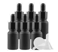 TIANZD 6 Pièces 10ml Flacons en Verre Noir Mat avec Pipettes, 10 ml Bouteilles Compte-gouttes en Verre Vides avec Bouchon à Vis Noir Pour Les Huiles Essentielles Aromathérapie