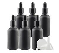 TIANZD 6 Pièces 50ml Flacons en Verre Noir Mat avec Pipettes, 50 ml Bouteilles Compte-gouttes en Verre Vides avec Bouchon à Vis Noir Pour Les Huiles Essentielles Aromathérapie