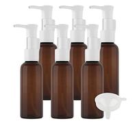 TIANZD 6 Pièces 50ml Marron Distributeur en Plastique de Bouteilles Vides avec Pompe Blanc pour Cosmétique Huile Démaquillante Savon Lotion Gel Huile Essentielle Voyager