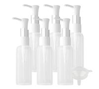 TIANZD 6 Pièces 50ml Transparent Distributeur en Plastique de Bouteilles Vides avec Pompe Blanc pour Cosmétique Huile Démaquillante Savon Lotion Gel Huile Essentielle Voyager