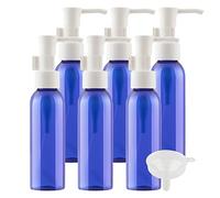 TIANZD 6 Pièces 60ml Bleu Distributeur en Plastique de Bouteilles Vides avec Pompe Blanc pour Cosmétique Huile Démaquillante Savon Lotion Gel Huile Essentielle Voyager