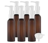 TIANZD 6 Pièces 60ml Marron Distributeur en Plastique de Bouteilles Vides avec Pompe Blanc pour Cosmétique Huile Démaquillante Savon Lotion Gel Huile Essentielle Voyager