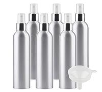 TIANZD 6 Pièces Portable Vide Flacon Aluminium 250 ml avec Bouchon Pompe Spray Blanc/Argent Vaporisateur Bouteille pour l'eau Parfum Cosmétique Cheveux Voyage Rechargeable, 1 Pièce Entonnoir
