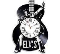TIANZly Anniversaire de Femme Elvis Presley salon décoration Exclusive Roi de Rock Horloge Murale Elvis Presley Horloge Murale Moderne Rock Musique rétro Vinyle